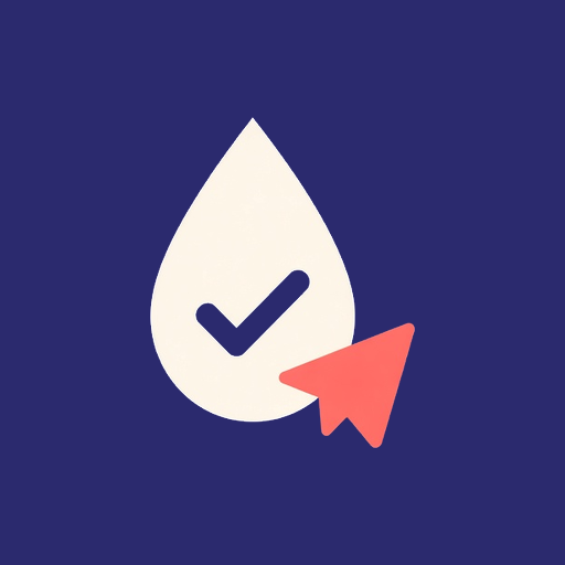 Indigo ActionDrop logo: an off-white drop with an arrow, centred.