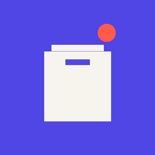 Indigo StashLine logo: an off-white coin jar with a lid and a coral coin dropping in.